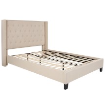 Flash Furniture HG-34-GG Full Size Tufted Upholstered Platform Bed, Beige Fabric