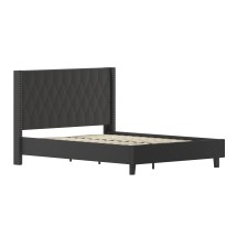 Flash Furniture HG-39-GG Queen Size Tufted Upholstered Platform Bed, Black Fabric