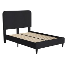 Flash Furniture HG-3WPB21-F02-F-BK-GG Charcoal Full Fabric Upholstered Platform Bed with Headboard