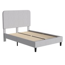 Flash Furniture HG-3WPB21-F02-F-GY-GG Light Grey Full Fabric Upholstered Platform Bed with Headboard