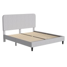 Flash Furniture HG-3WPB21-K04-K-GY-GG Light Grey King Fabric Upholstered Platform Bed with Headboard