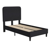 Flash Furniture HG-3WPB21-T01-T-BK-GG Charcoal Twin Fabric Upholstered Platform Bed with Headboard