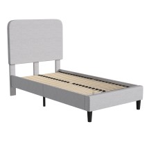 Flash Furniture HG-3WPB21-T01-T-GY-GG Light Grey Twin Fabric Upholstered Platform Bed with Headboard