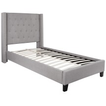 Flash Furniture HG-41-GG Twin Size Tufted Upholstered Platform Bed, Light Gray Fabric