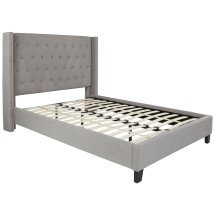 Flash Furniture HG-42-GG Full Size Tufted Upholstered Platform Bed, Light Gray Fabric