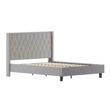 Flash Furniture HG-43-GG Queen Size Tufted Upholstered Platform Bed, Light Gray Fabric