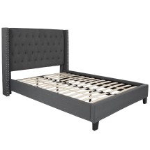 Flash Furniture HG-46-GG Full Size Tufted Upholstered Platform Bed, Dark Gray Fabric