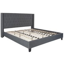 Flash Furniture HG-48-GG King Size Tufted Upholstered Platform Bed, Dark Gray Fabric