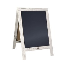Flash Furniture HGWA-CB-3020-WHWSH-GG Canterbury 30&quot; x 20&quot; White Wash Wooden A-Frame Magnetic Indoor/Outdoor Freestanding Double Sided Chalkboard Sign