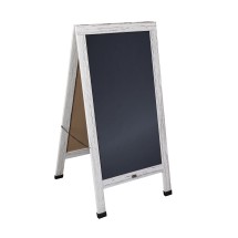 Flash Furniture HGWA-CB-4824-WHWSH-GG Canterbury Whitewashed 48" x 24" Wooden A-Frame Indoor/Outdoor A-Frame Magnetic Chalkboard Sign Set