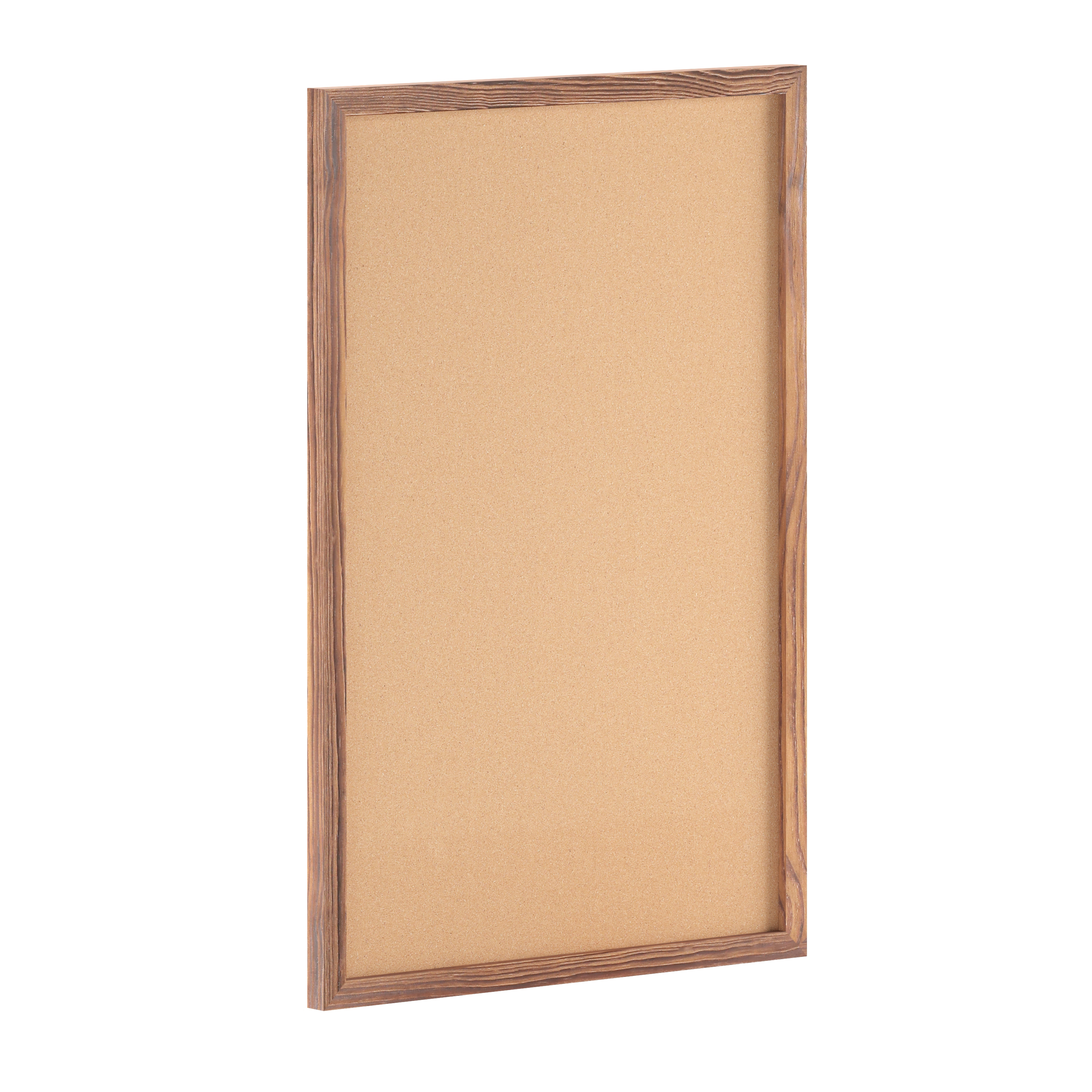 Flash Furniture HGWA-CK-24X36-BRN-GG Camden Rustic 24" x 36" Wall Mount Cork Board with Wooden Push Pins for Home, School, or Business in Torched Brown