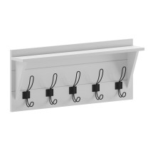 Flash Furniture HGWA-CR-5-SLDWHT-GG Wall Mounted 24" Solid Wood Storage Rack Solid White