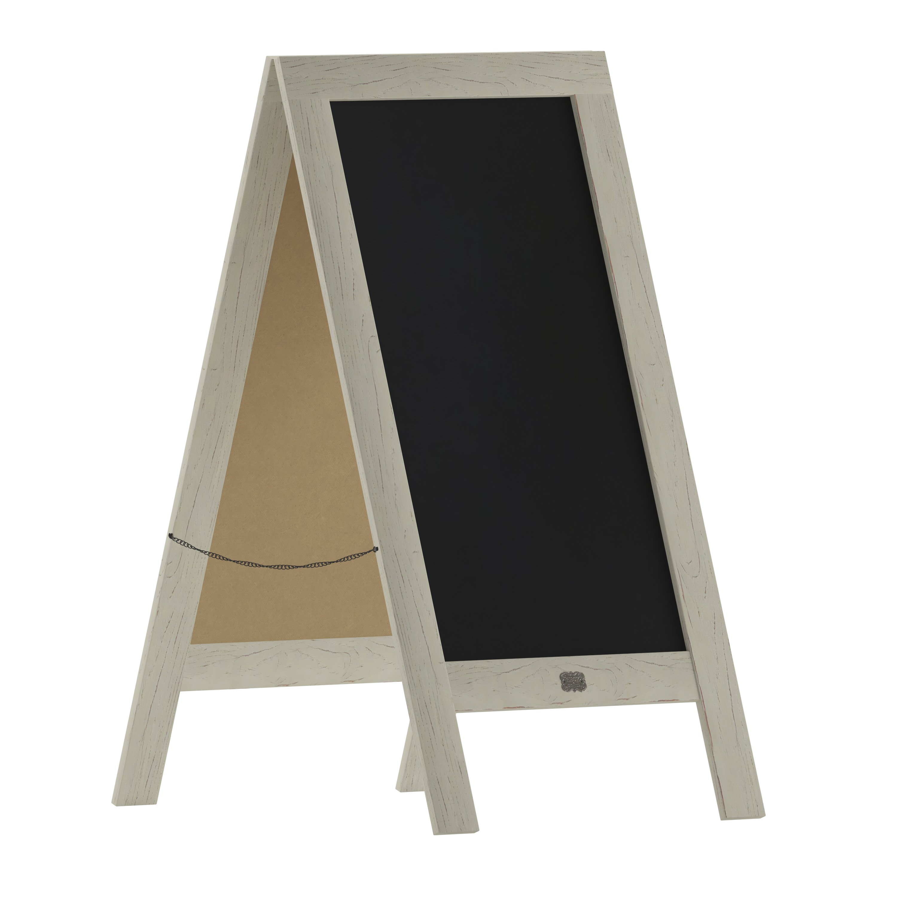 Flash Furniture HGWA-GDI-CRE8-454315-GG 40" x 20" White Wood A-Frame Indoor/Outdoor Freestanding Magnetic Chalkboard
