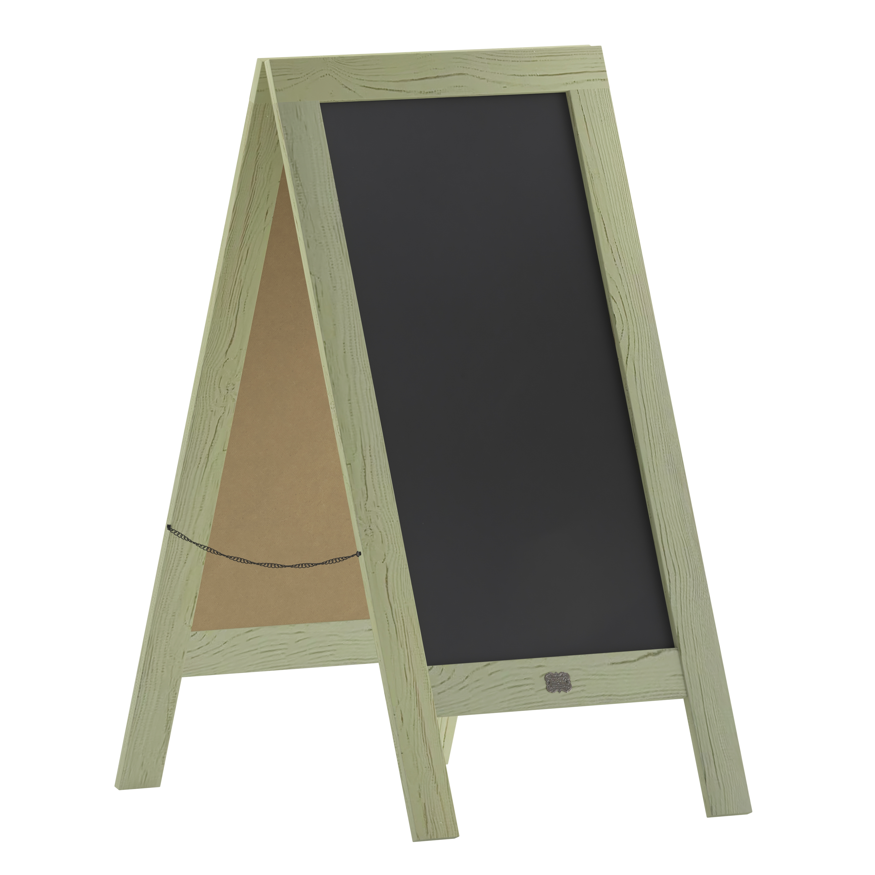 Flash Furniture HGWA-GDI-CRE8-554315-GG Canterbury 40" x 20" Green Wooden A-Frame Magnetic Indoor/Outdoor Freestanding Double Sided Chalkboard Sign