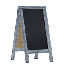 Flash Furniture HGWA-GDIS-CRE8-242315-GG Canterbury 40&quot; x 20&quot; Blue Wooden A-Frame Magnetic Indoor/Outdoor Freestanding Double Sided Chalkboard Sign