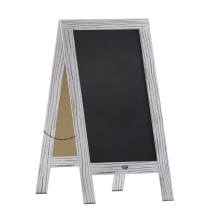 Flash Furniture HGWA-GDIS-CRE8-342315-GG Canterbury 40&quot; x 20&quot; Whitewashed Wooden A-Frame Magnetic Indoor/Outdoor Freestanding Double Sided Chalkboard Sign