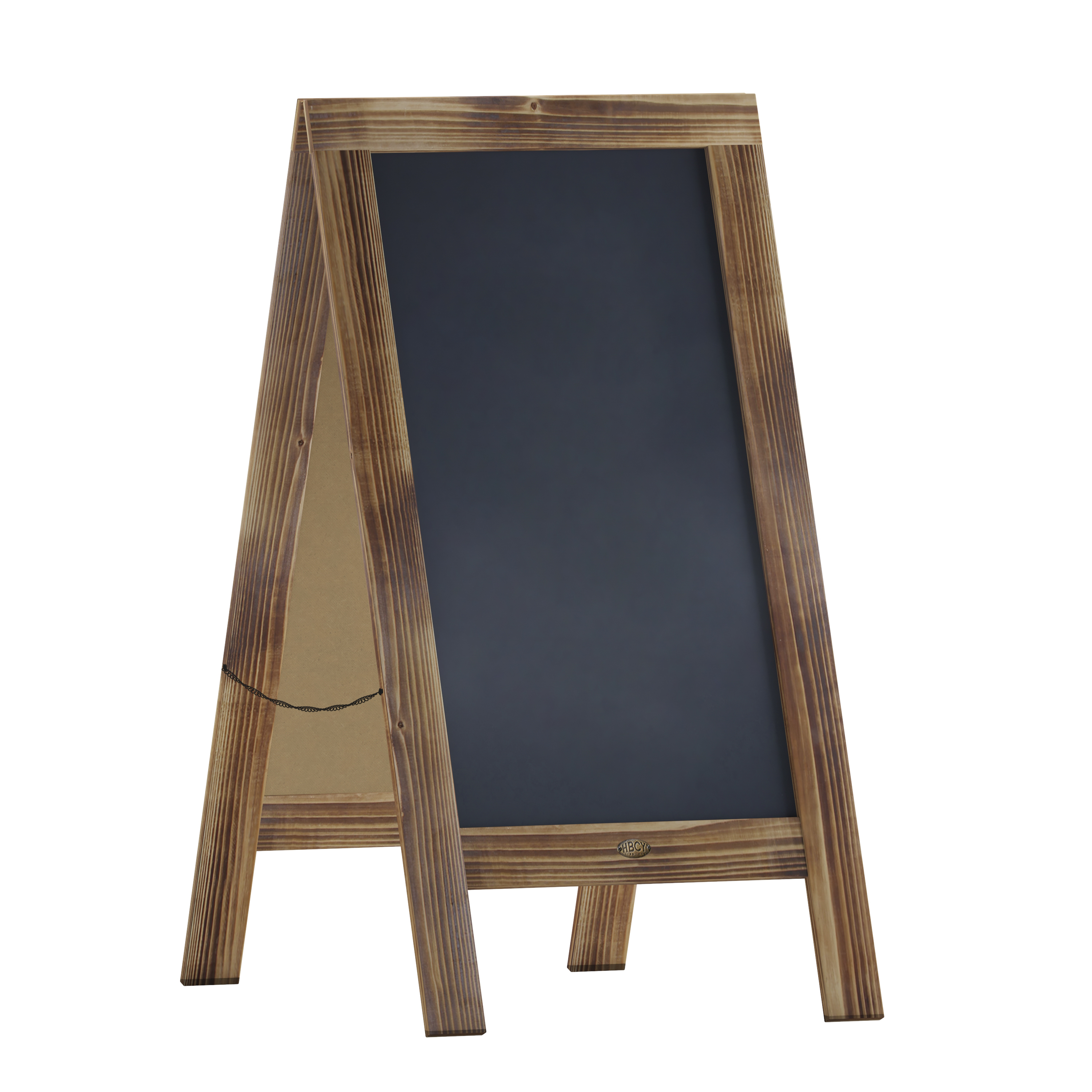 Flash Furniture HGWA-GDIS-CRE8-442315-GG 40" x 20" Rustic Brown Wood A-Frame Indoor/Outdoor Freestanding Magnetic Chalkboard