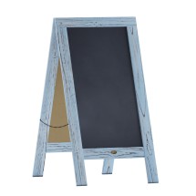 Flash Furniture HGWA-GDIS-CRE8-542315-GG Canterbury 40" x 20" Robin Blue Wooden A-Frame Magnetic Indoor/Outdoor Freestanding Double Sided Chalkboard Sign