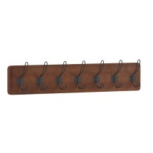 Flash Furniture HGWA-SCR-7-RUSBRN-GG Wall Mounted 34" Rustic Brown Solid Pine Wood Storage Rack with 7 Hooks