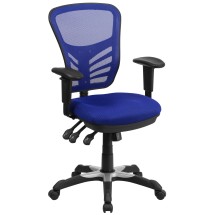 Flash Furniture HL-0001-BL-GG Mid-Back Blue Mesh Multifunction Executive Swivel Ergonomic Office Chair with Adjustable Arms