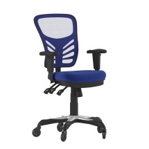 Flash Furniture HL-0001-BL-RLB-GG Mid-Back Blue Mesh Multifunction Executive Swivel Ergonomic Office Chair with Transparent Roller Wheels