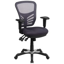 Flash Furniture HL-0001-DK-GY-GG Mid-Back Dark Gray Mesh Multifunction Executive Swivel Ergonomic Office Chair