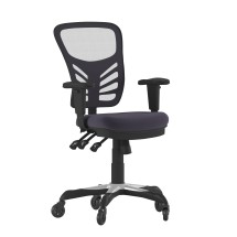 Flash Furniture HL-0001-DK-GY-RLB-GG Mid-Back Dark Gray Mesh Multifunction Executive Swivel Ergonomic Office Chair with Transparent Roller Wheels