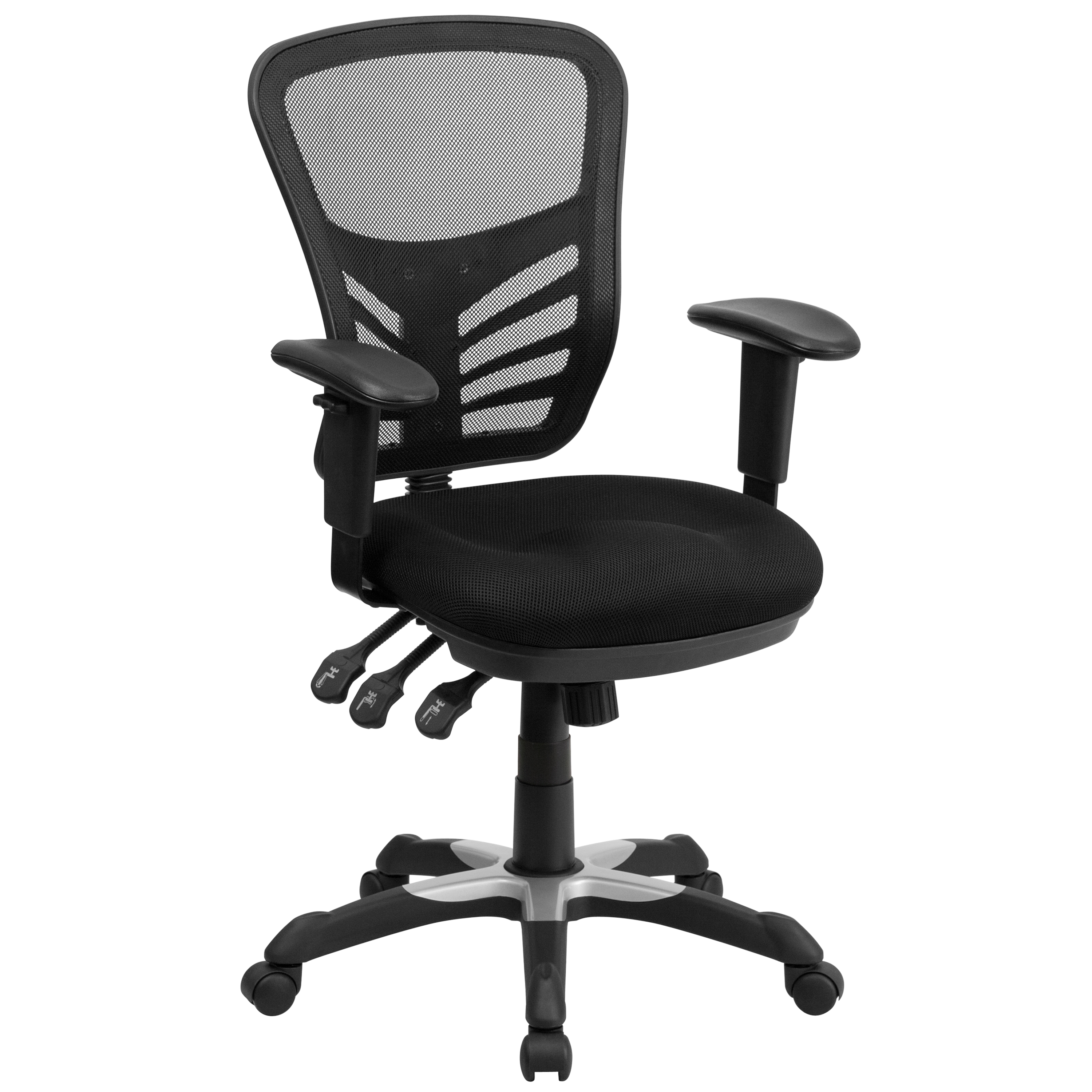 Flash Furniture HL-0001-GG Mid-Back Black Mesh Multifunction Executive Swivel Ergonomic Office Chair