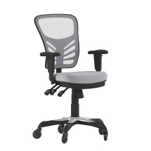 Flash Furniture HL-0001-GY-RLB-GG Mid-Back Gray Mesh Multifunction Executive Swivel Ergonomic Office Chair with Transparent Roller Wheels