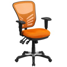 Flash Furniture HL-0001-OR-GG Mid-Back Orange Mesh Multifunction Executive Swivel Ergonomic Office Chair