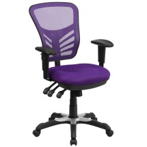 Flash Furniture HL-0001-PUR-GG Mid-Back Purple Mesh Multifunction Executive Swivel Ergonomic Office Chair