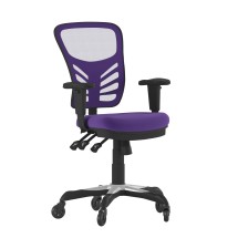 Flash Furniture HL-0001-PUR-RLB-GG Mid-Back Purple Mesh Multifunction Executive Swivel Ergonomic Office Chair with Transparent Roller Wheels