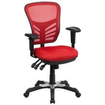 Flash Furniture HL-0001-RED-GG Mid-Back Red Mesh Multifunction Executive Swivel Ergonomic Office Chair
