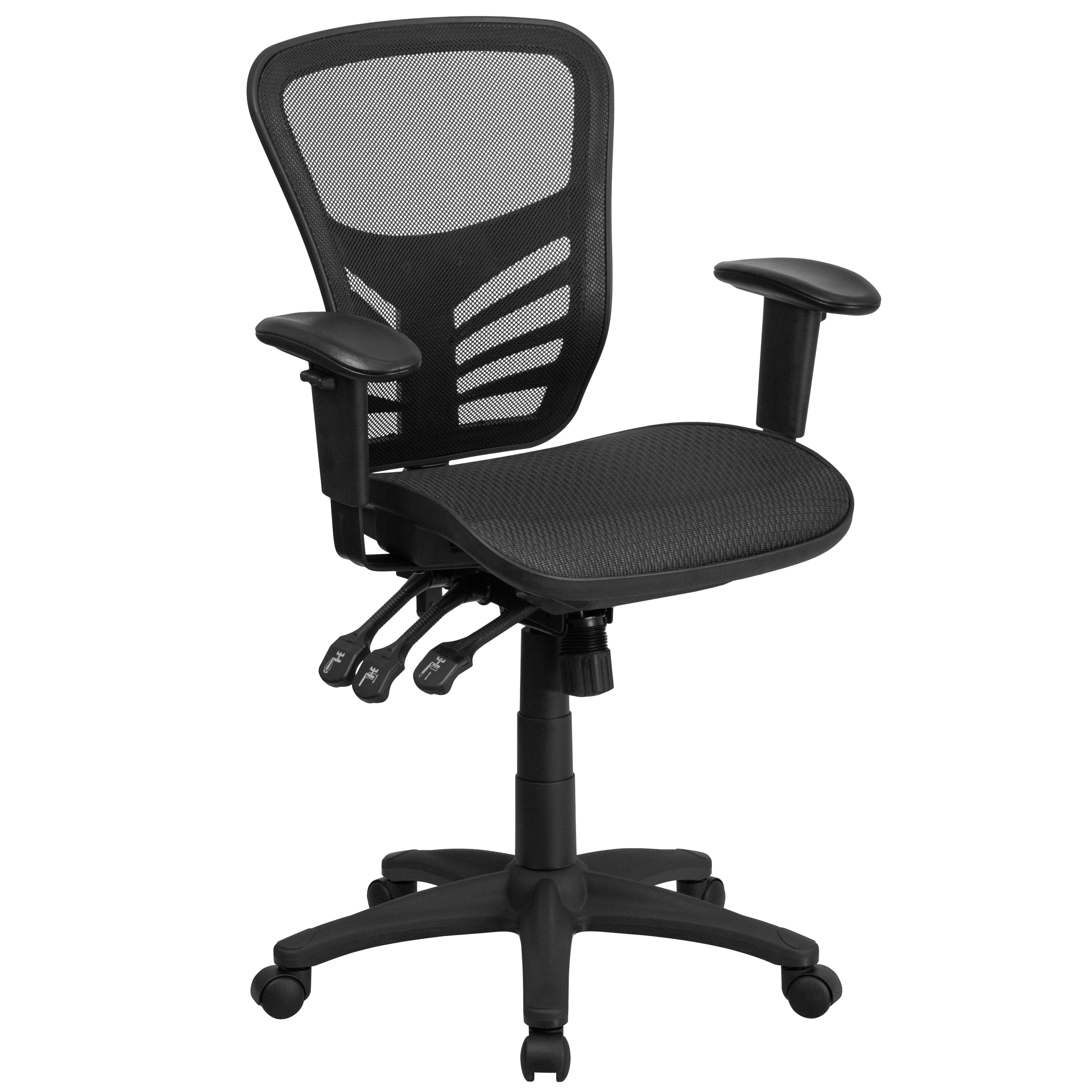 Flash Furniture HL-0001T-GG Mid-Back Transparent Black Mesh Multifunction Executive Swivel Ergonomic Office Chair