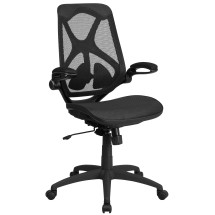 Flash Furniture HL-0013T-GG High Back Transparent Black Mesh Executive Ergonomic Office Chair with Lumbar Support