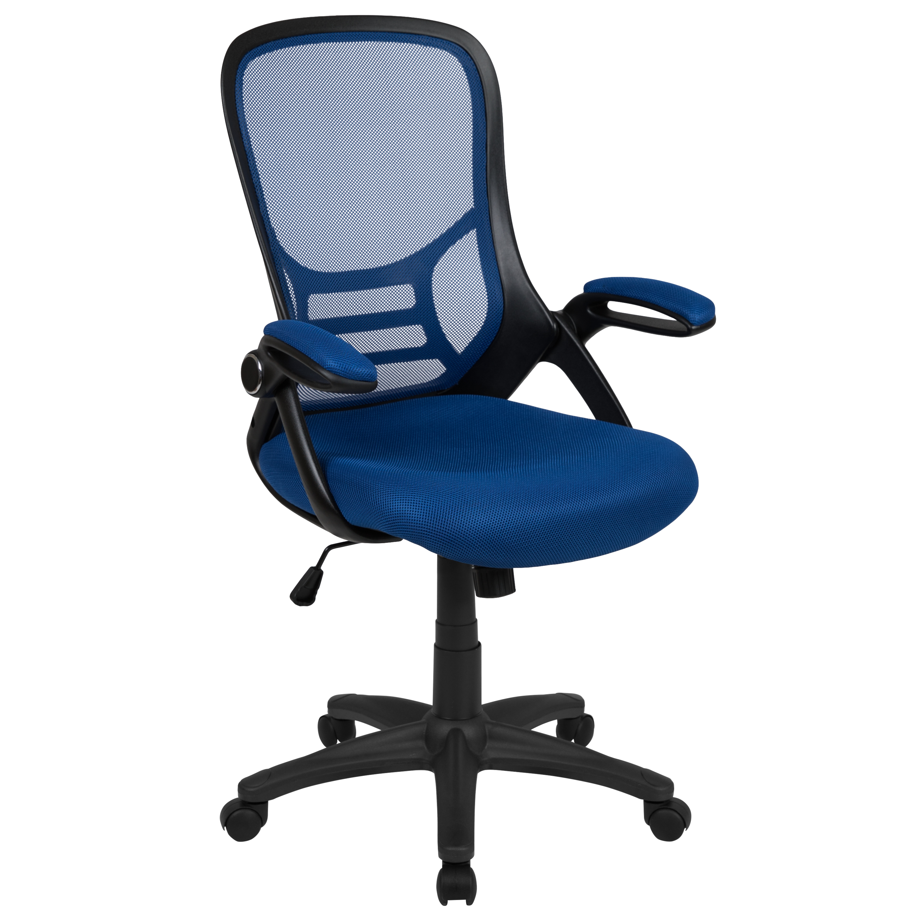 Flash Furniture HL-0016-1-BK-BL-GG High Back Blue Mesh Ergonomic Swivel Office Chair with Black Frame and Flip-up Arms