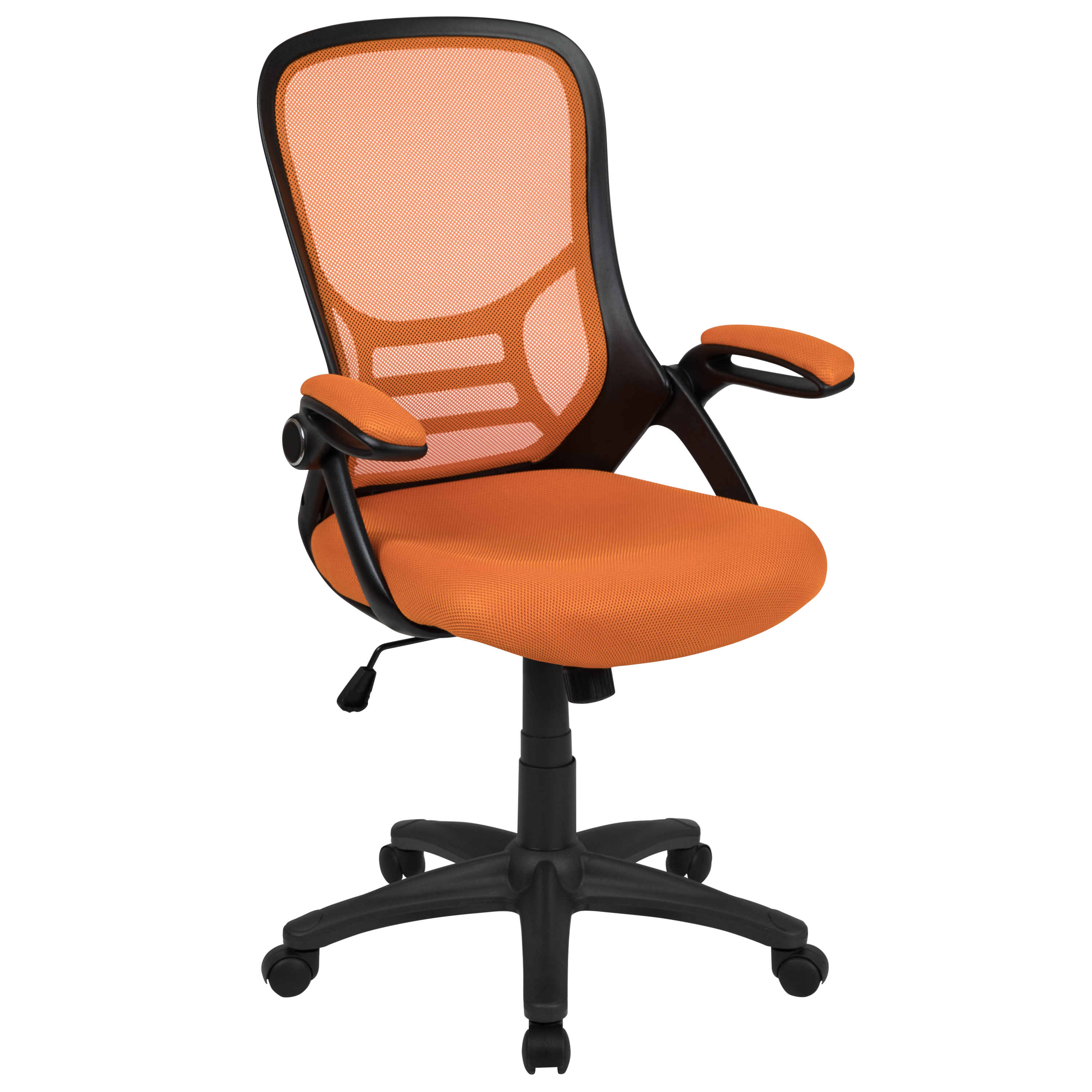 Flash Furniture HL-0016-1-BK-OR-GG High Back Orange Mesh Ergonomic Swivel Office Chair with Black Frame and Flip-up Arms
