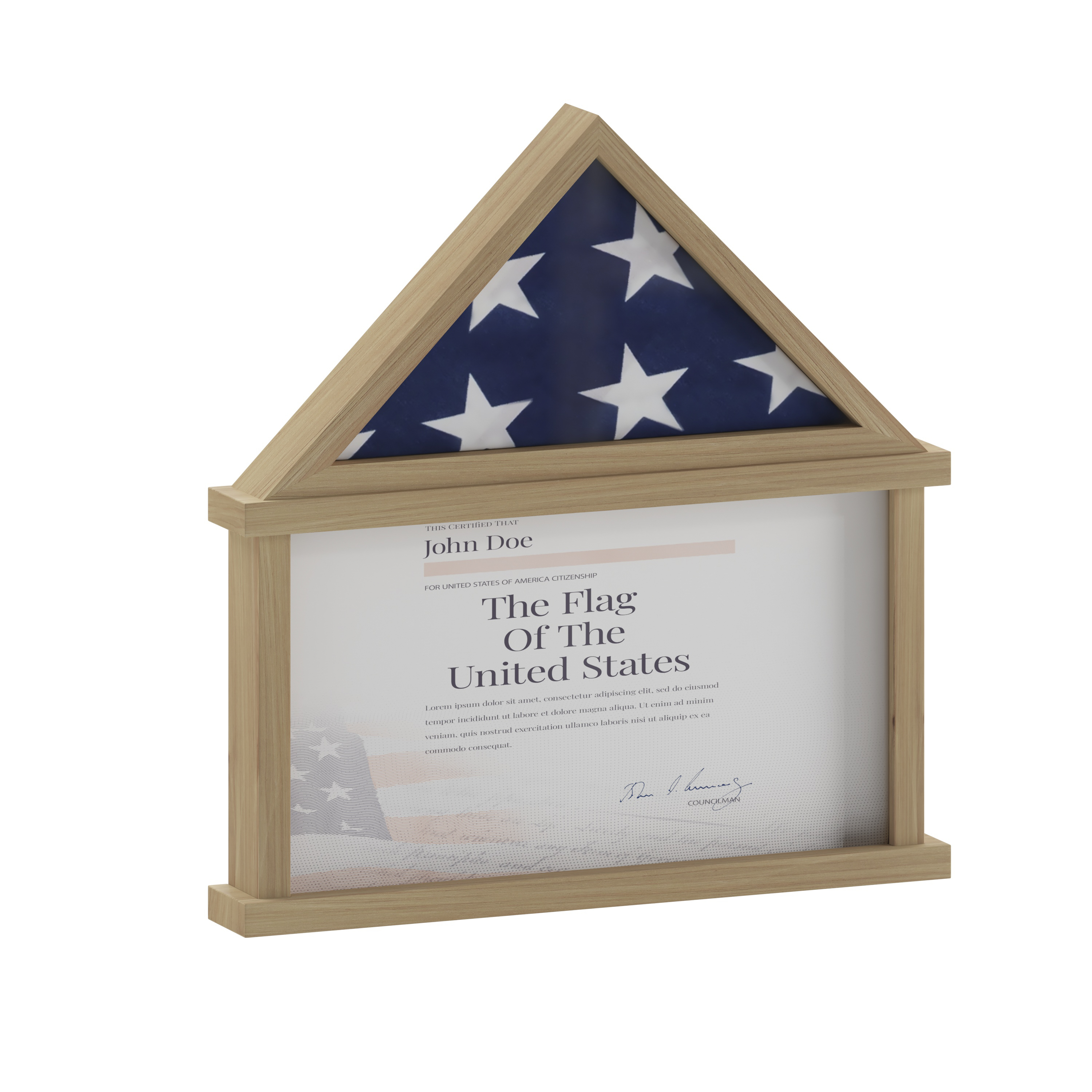Flash Furniture HMHD-22M192Y-WEATH-GG Weathered Wood Flag and Certificate Solid Pine Wood Display Case, Fits 9" x 5" Folded Burial Flag