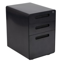 Flash Furniture HZ-AP535-01-BK-GG Ergonomic Black 3-Drawer Mobile Locking Filing Cabinet with Hanging Drawer