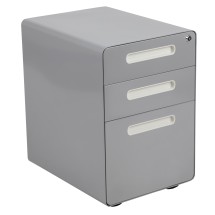 Flash Furniture HZ-AP535-01-GRY-GG Ergonomic Gray 3-Drawer Mobile Locking Filing Cabinet with Hanging Drawer