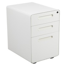 Flash Furniture HZ-AP535-01-W-GG Ergonomic White 3-Drawer Mobile Locking Filing Cabinet with Hanging Drawer