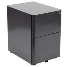 Flash Furniture HZ-CHPL-01-BK-GG Black Modern 3-Drawer Mobile Locking Filing Cabinet and Hanging Drawer