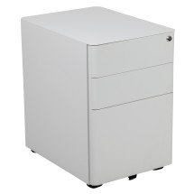 Flash Furniture HZ-CHPL-01-W-GG White Modern 3-Drawer Mobile Locking Filing Cabinet and Hanging Drawer
