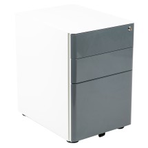 Flash Furniture HZ-CHPL-02-GRY-WH-GG White with Charcoal Faceplate Modern 3-Drawer Mobile Locking Filing Cabinet with Letter/Legal Drawer