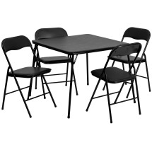 Flash Furniture JB-1-GG 5 Piece Black Folding Card Table and Chair Set