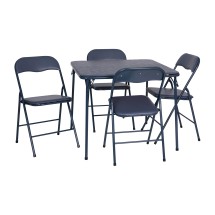 Flash Furniture JB-1-NV-GG 5 Piece Navy Folding Card Table and Chair Set