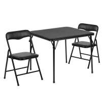 Flash Furniture JB-10-CARD-BK-GG Kids Black 3 Piece Folding Table and Chair Set