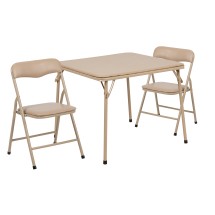Flash Furniture JB-10-CARD-TN-GG Kids Tan 3 Piece Folding Table and Chair Set