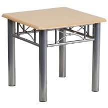 Flash Furniture JB-6-END-NAT-GG Natural Laminate End Table with Silver Steel Frame