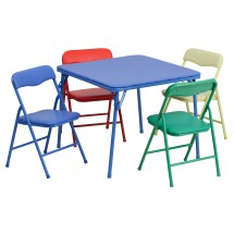 Flash Furniture JB-9-KID-GG Kids Colorful 5 Piece Folding Table and Chair Set